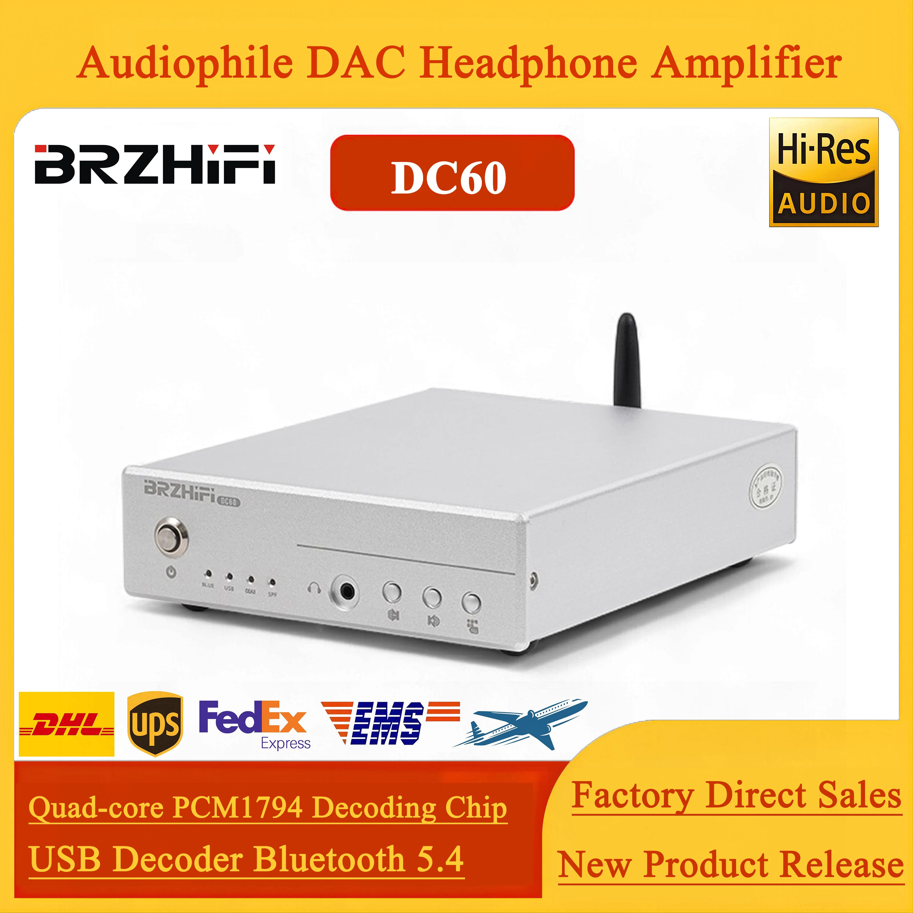 BRZHIFI DC60 Quad-core PCM1794 Decodificador USB paralelo Hifi Fever DAC amplificador de auriculares Bluetooth 5,4
