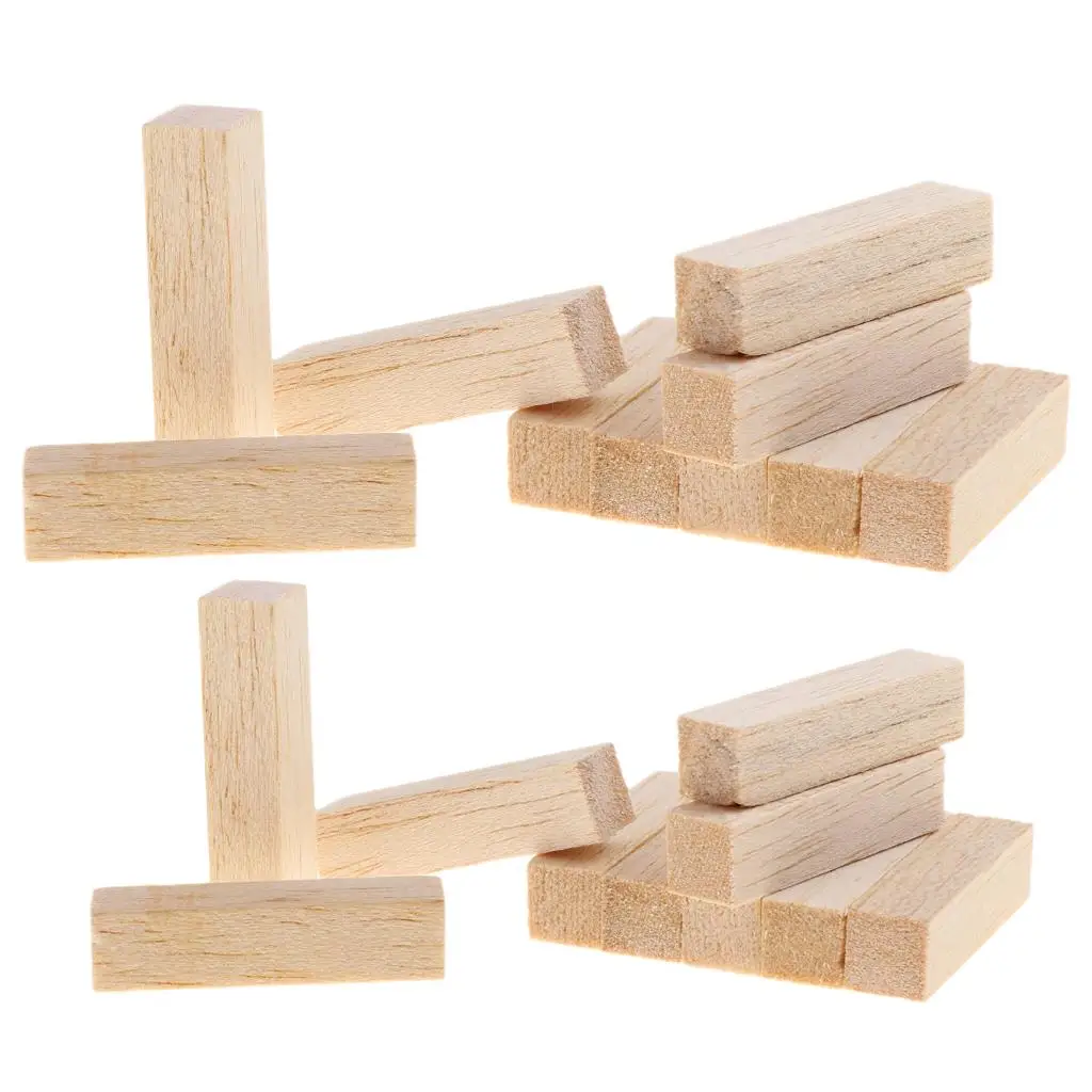 20 Stück quadratischer Balsa-Block, unlackiert, für Holzhandwerk, Dübelstange, 5/8 cm