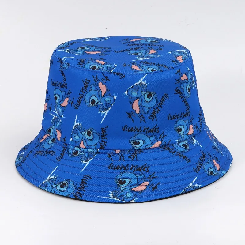 

Disney Cartoon Lilo and Stitch Visor Printed Canvas Fisherman Hat Outdoor Travel Children's Casual Hat Stitch Peripheral Gift