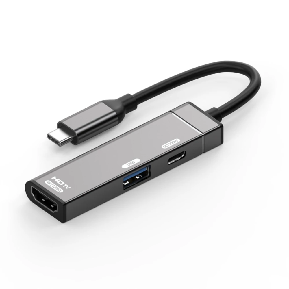 

USB-C Type-C в HDMI 4K@120 Гц USB 3.0 OTG-конвертер Многопортовый адаптер HDTV с гнездовым портом питания PD 100 Вт