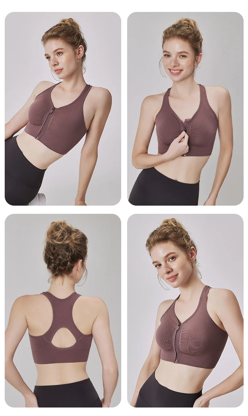 CZGUKE Damen Sport-BH mit Reißverschluss, Plus Size, stoßfester BH, Damen Yoga-Lauf-Fitness-BH, Damen-Unterwäsche – Detail 17