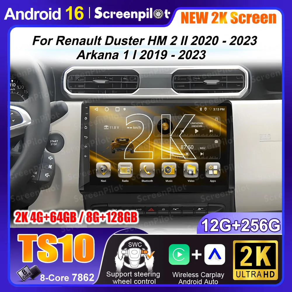 Android 14 para renault duster hm 2 ii 2020 - 2023 arcana 1 i 2019 - 2023 rádio do carro reprodutor de vídeo multimídia navegação estéreo dvd