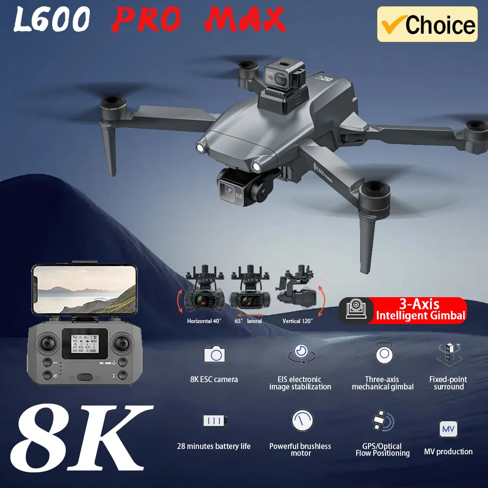 

L600 PRO MAX 3-axis gimbal professional drone with camera RC intelligent obstacle avoidance dron EIS anti-shake helicopter