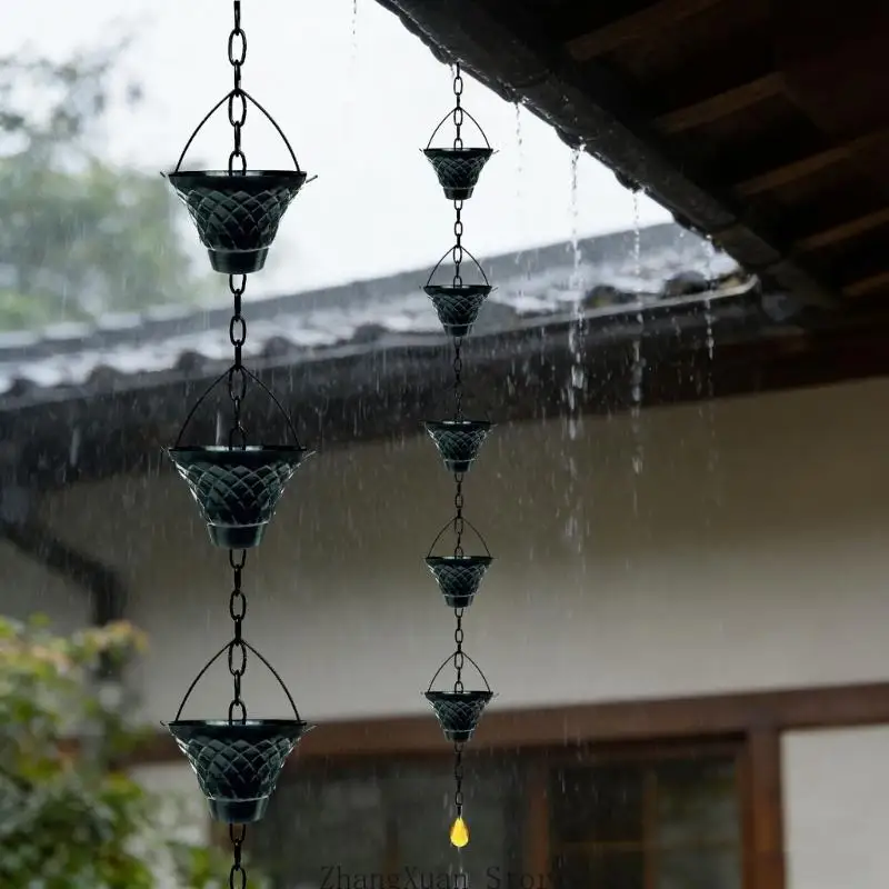 Funktionelle Garten-Regenkette mit Antik-Bronze-Finish für Entwässerungslösung 3XUF – Detail 7