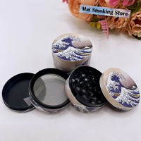 1.6/2inch Wave Herb Grinder 4-layers Manual Salt Spice Mill Pepper Mortar Kanagawa Tobacco Grass Raw Grinder Smoking Accessories