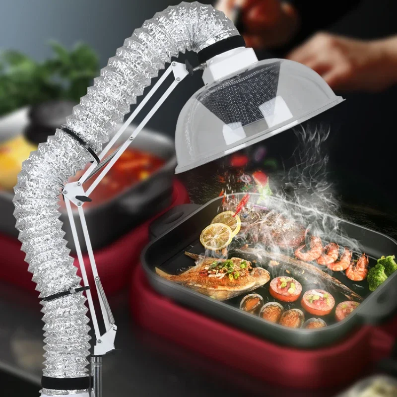 Home Simple Barbecue Range Hood Mobile Hot Pot Barbecue Smoke Exhaust Device Korean Folding Arm Exhaust Equipment