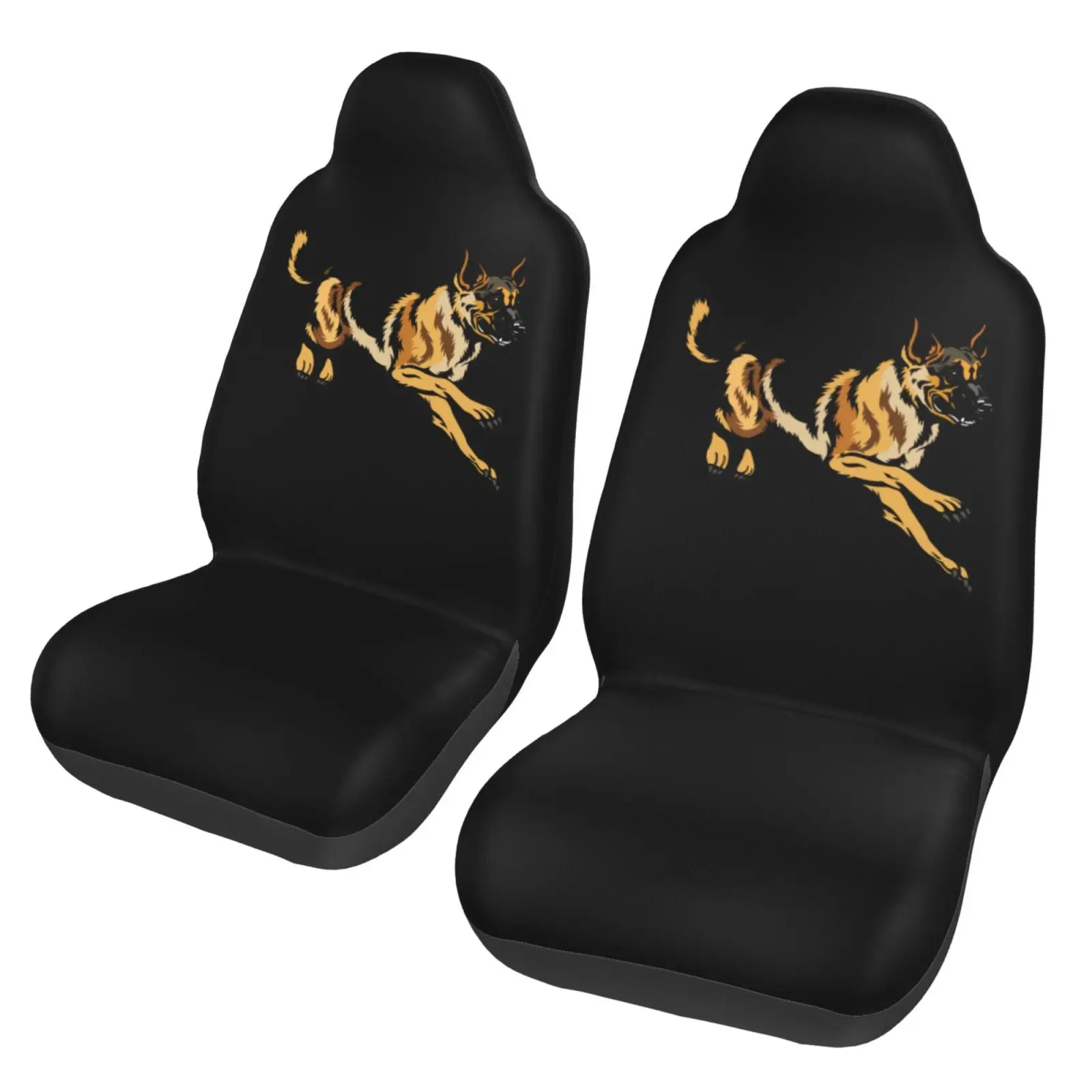 German Shepherd Print 2 Pieces Covers Front Car Seat Universal Protector Cushion Cover Saddle Comfort Covers Fit Most Car
