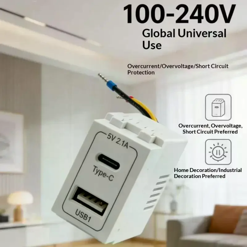 1Pcs 220V To 5V Transformer With 2.1A USB Mobile Phone Charging Adapter Switching Power Socket 128-Type USB Power Module Charge