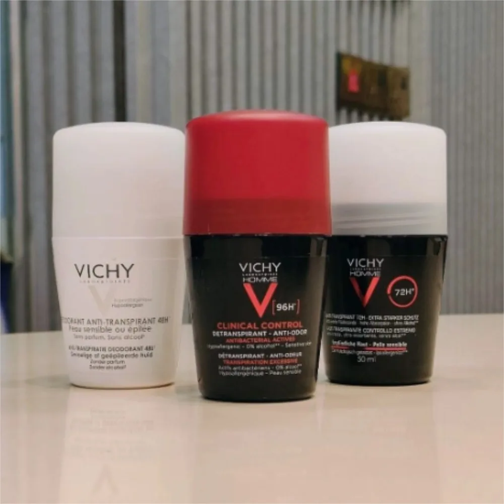 

50 мл Vichy Homme Antiperspirant Ball Control: дезодорант от запаха и избыточного потоотделения для всех типов кожи, 48-часовая защита, успокаивающий уход за кожей