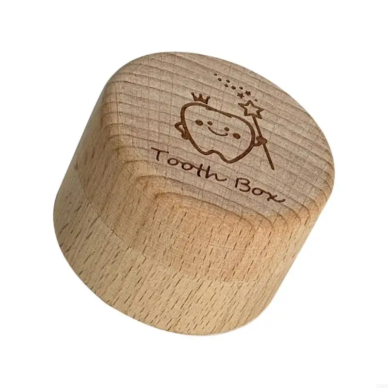 Y88D مجموعة واحدة من حامل أسنان الطفل الخشبي الطبيعي مع صندوق أكريليك شفاف #3