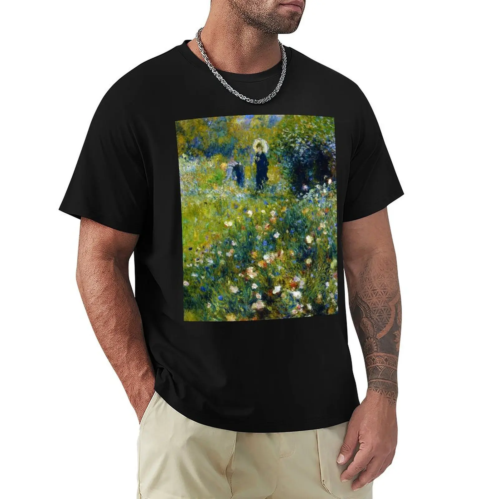 Pierre-Auguste Renoir Femme avec parasol dans un jardin T-Shirt Athletic Quick Dry T-Shirt for Men