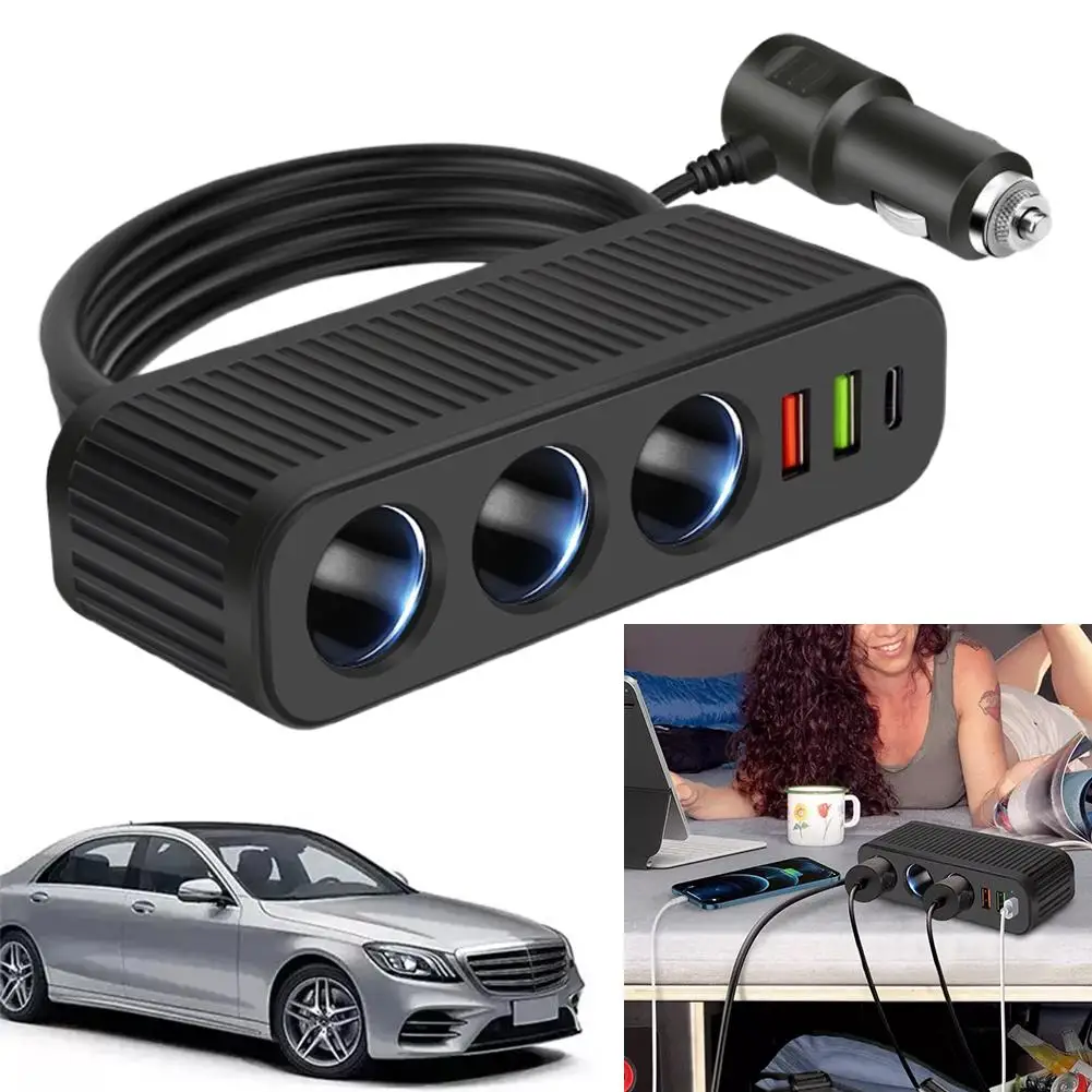 12v/24v Car Cigarette Lighter 120w Car Charger Pd Adapter Quick Socket Usb One-to-four Power Multifunctional Charge Char U8b2