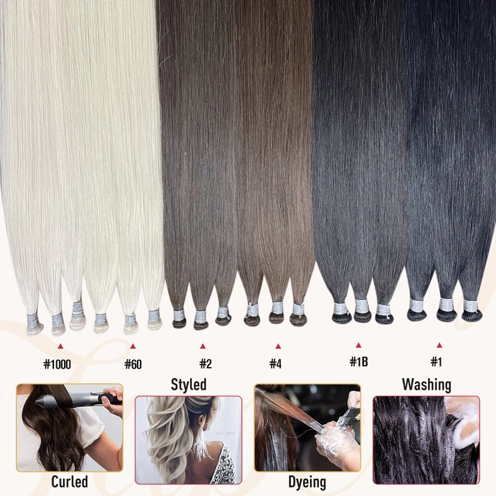 Moresoo-Pacotes retos de cabelo virgem, extensões duplas, mão amarrada trama, cabelo brasileiro, reto, invisível costurar na trama, 12 meses