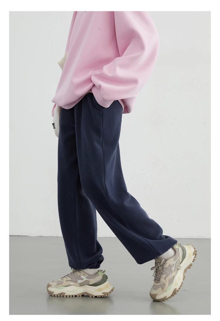 CHIC VEN Women's Pant Loose Casual New High Waist Fleece Pant Thick Plush Warm Female Sports Trousers Autumn Winter 2023