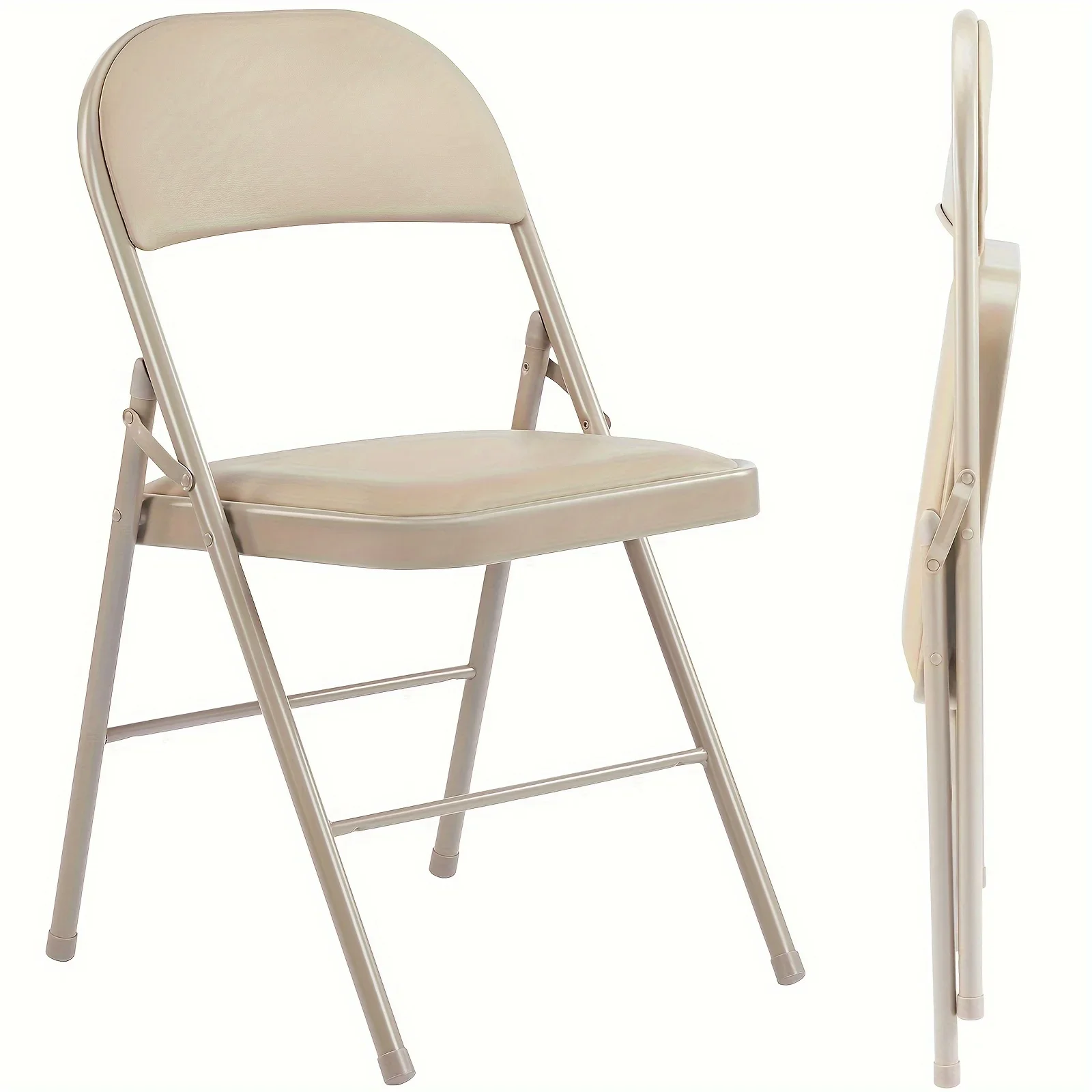 Folding Chair Set, Comfy Foldable Chairs Leather Padded Folding Chairs for Outdoor and Indoor