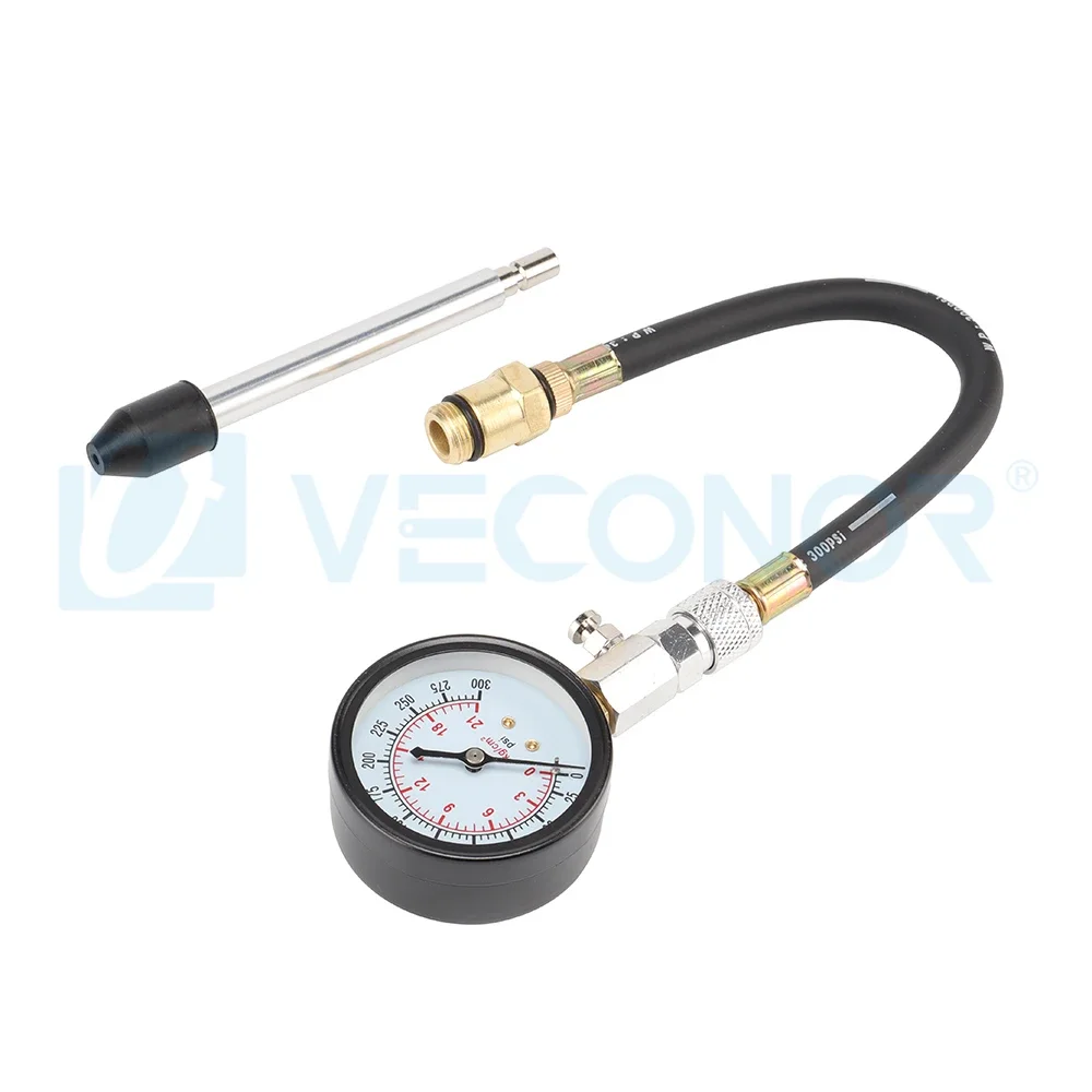 G324 Cylinder Compression Tester Kit, 0-300PSI Engine Pressure Gauge for Automotive Engines