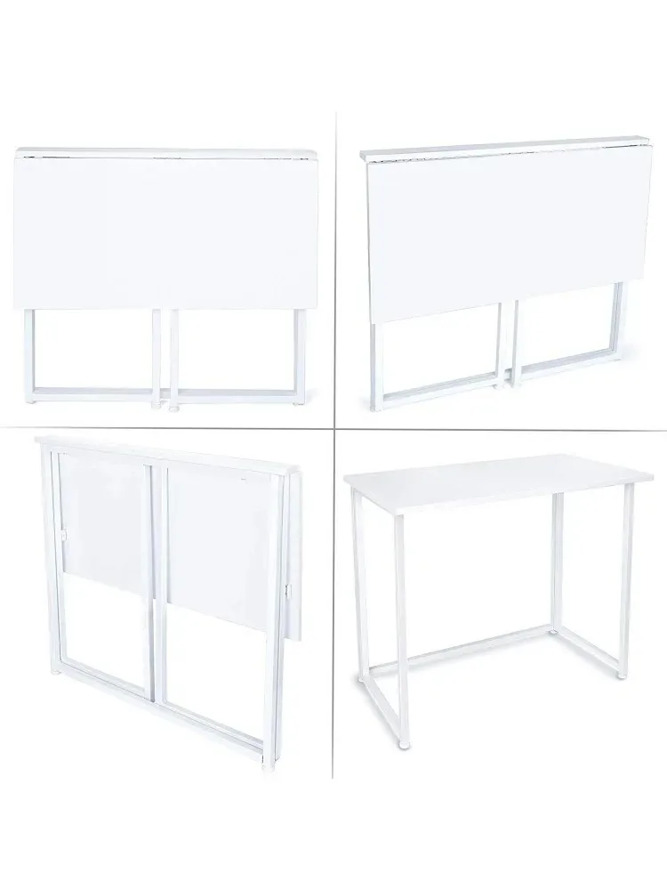 Space-Saving Home Office Desk, Foldable Computer Table, Laptop Table, Writing Desk, Compact Study Reading Table (White) RT