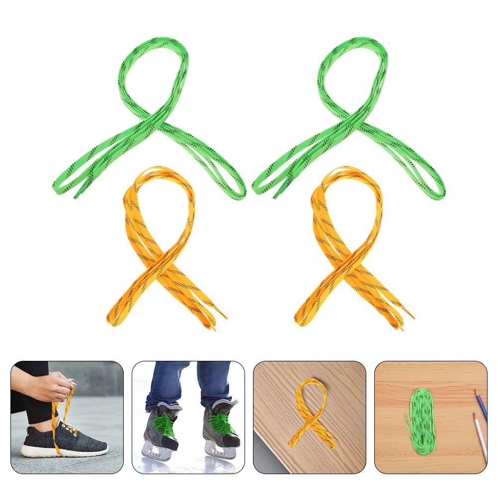 

4 Pcs Hockey Shoelaces Figure Skate Accessories for Skates Anti-break Non Waxed Black Satin Cotton