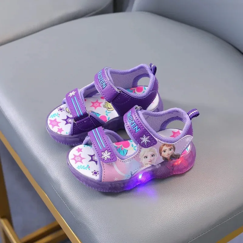 Disney Jungen Mädchen gefroren Elsa Prinzessin führte leuchten leuchtende Sports andalen Sommer Kinder Sandalen rutsch feste Kleinkinds chuhe