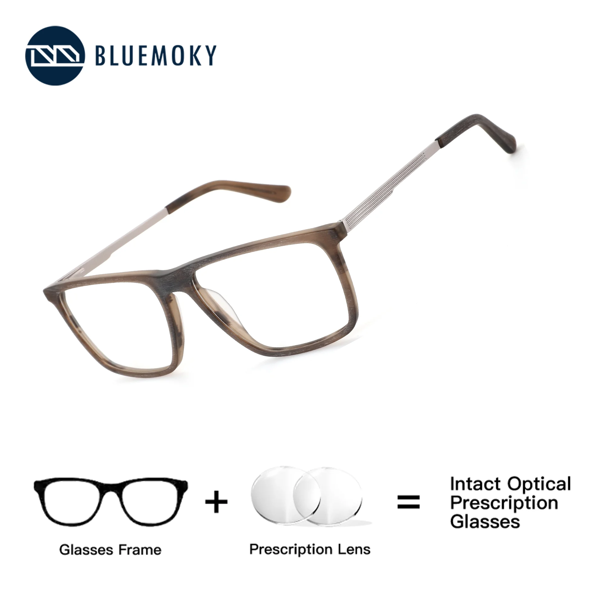 

BLUEMOKY (L size) Fashionable men's handmade acetate prescription glasses for myopia, multifocal photochromic, anti blue light