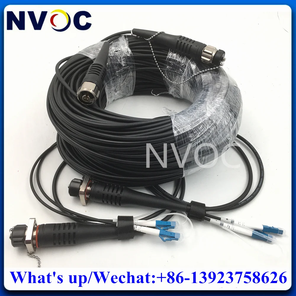 2Pcs 2C ODC-LC 50CM SM Fiber Patch Cord+1Pcs SMF 9/125 4.0mm,LSZH Black Jacket,50M,2C ODC Round to ODC Round Fiber Jumper Cable