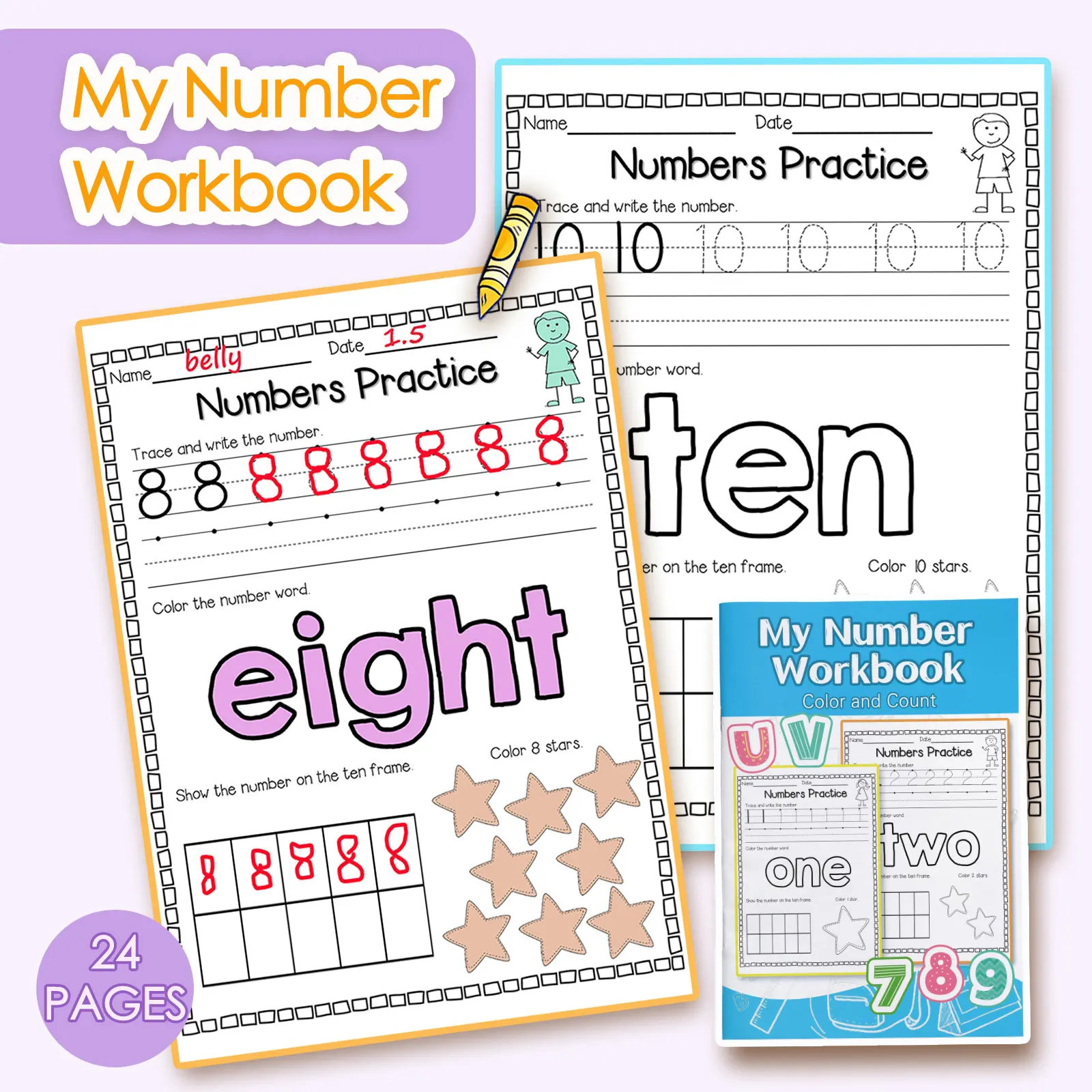 Kids Math Workbook, Toddler Number Reasoning Training Book, Preschool Arithmetic Practice Book for Early Learning