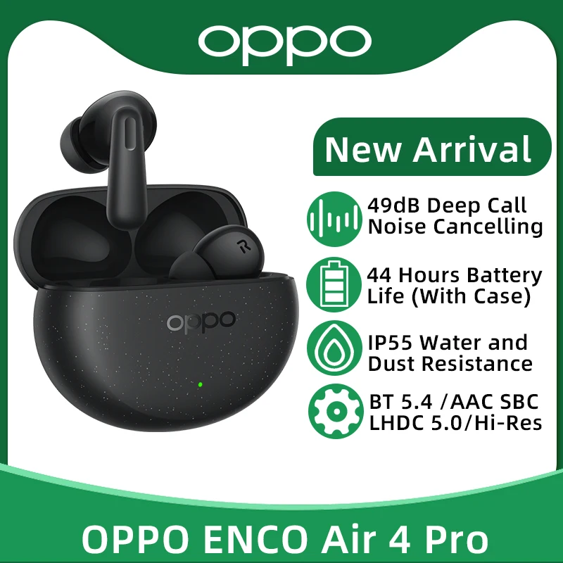 OPPO Enco Air 4 Pro TWS Earphone Bluetooth 5.4 49dB Active Noise Cancelling 44 Hours Battery Life True Wireless Headphone IP55