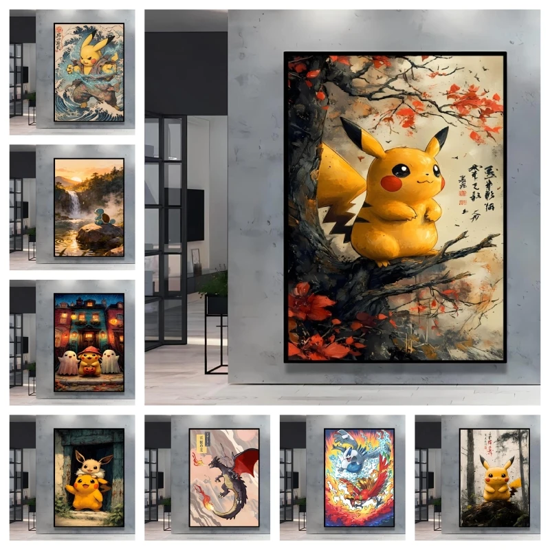 

Canvas Printing Pokemon Pikachu Classic Character Poster High Definition Images Home Children's Bedroom Decor Holiday Gift