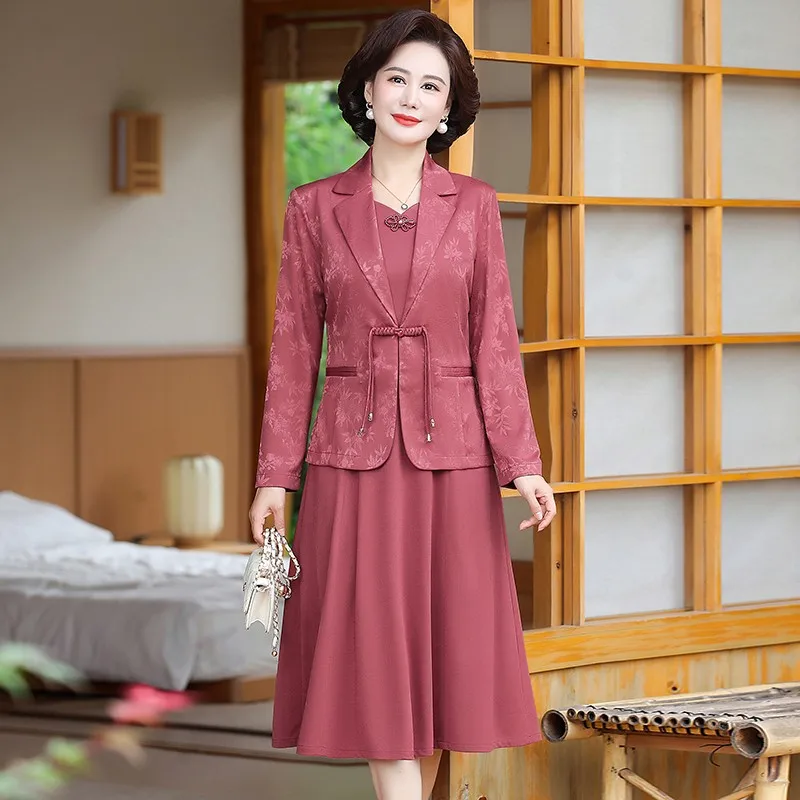 Autumn Fashion Vintage Dress Sets for Women Two Piece Jacket and Pencil Skirt Suit Office Lady Outfit