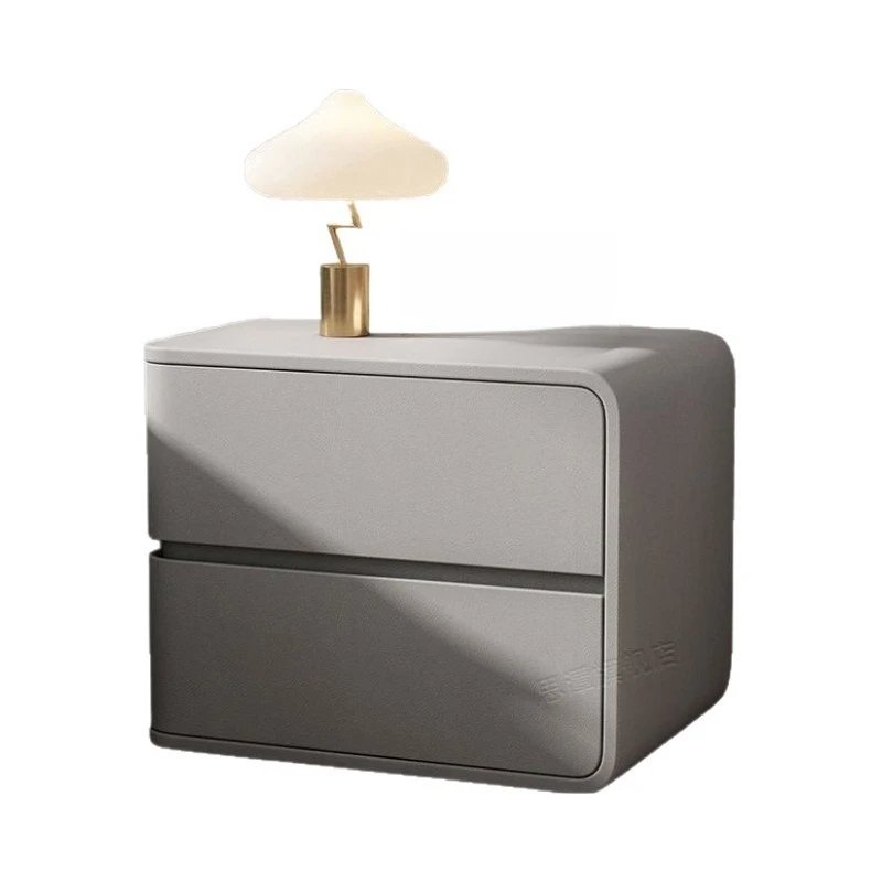 Cream wind bedside table light luxury small solid wood leather bedroom advanced feeling free installation bedside table