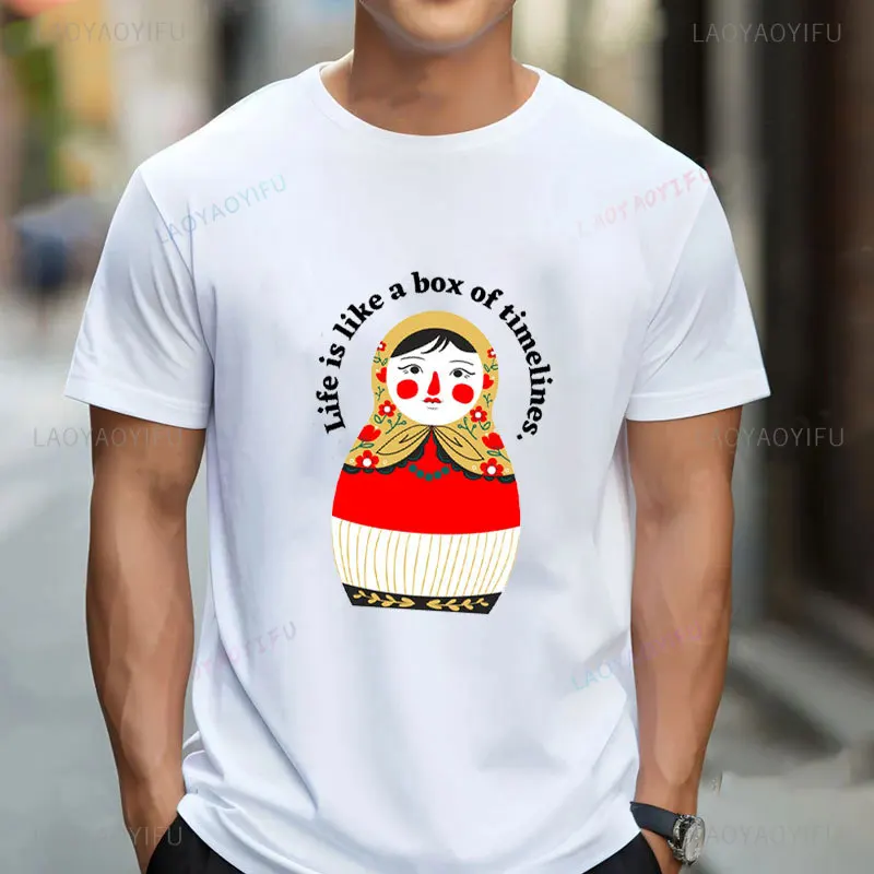 Vintage Matryoshka Doll Cotton Graphic T Shirts Classic Men and Women Summer Short-sleeved Streetwear Loose Tops Ropa Hombre