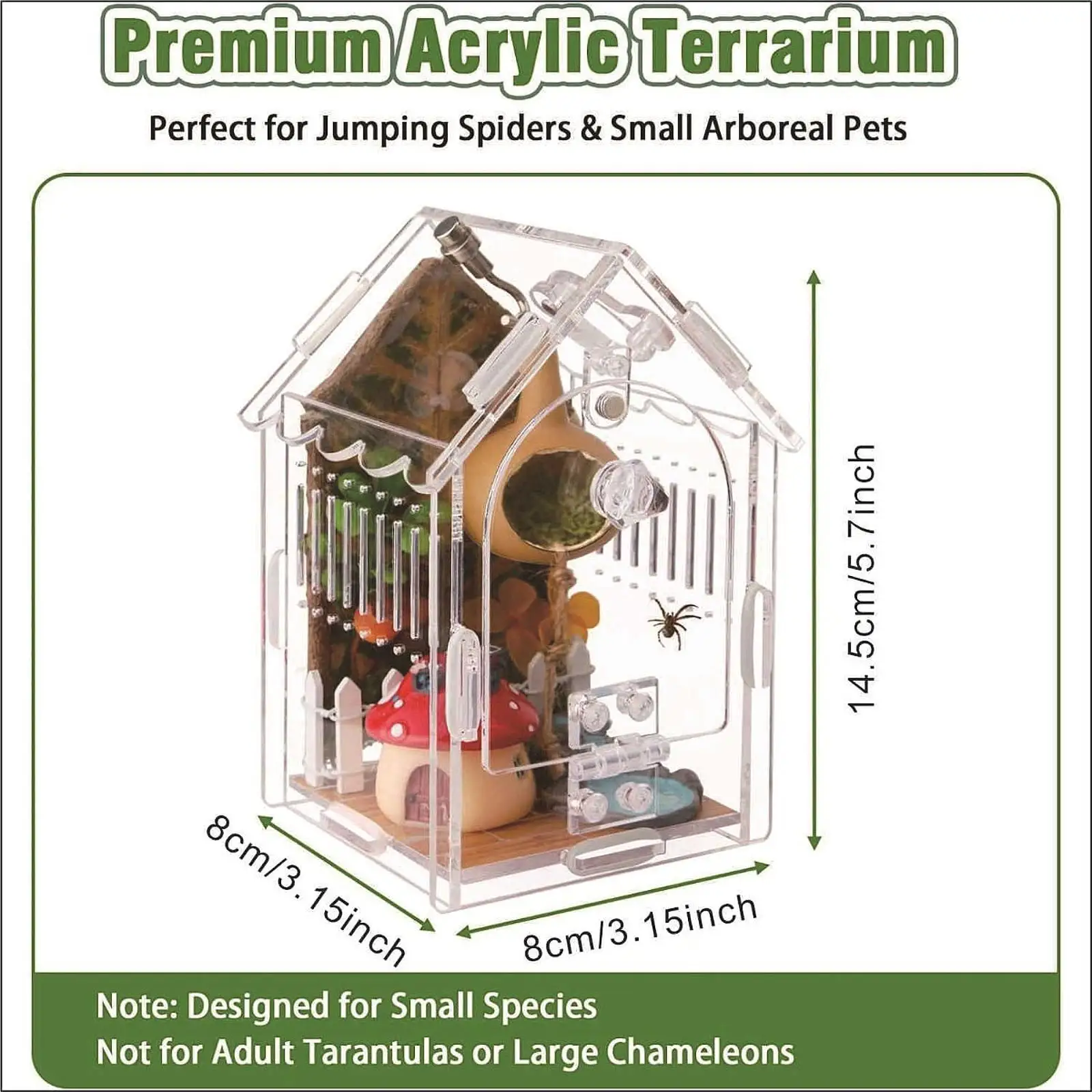 

Ventilated Acrylic Small Reptile Enclosure Front Door Jumping Spider Habitat for Reptile Terrarium Accessories