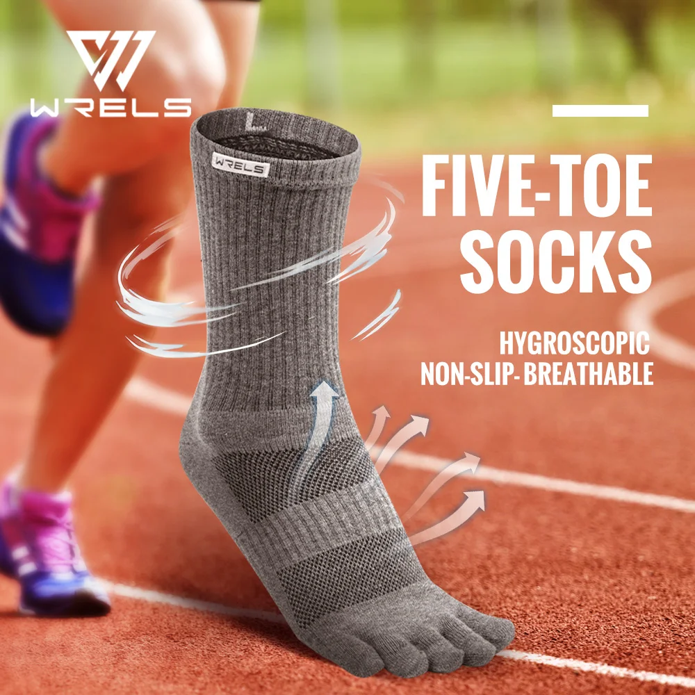 WRELS 1/2/3 أزواج تو الجوارب قوس دعم القطن رياضي الجري خمسة أصابع الجوارب امتصاص العرق الرياضة فتل 5 أصابع الجوارب #2
