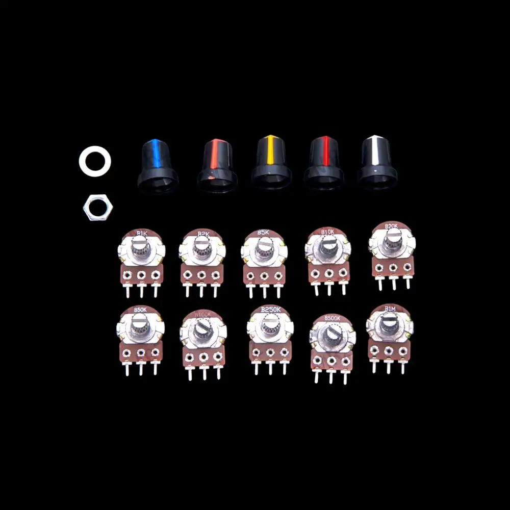 20PCS 1K-100K WH148 1K 5k 10K potentiometer switch WH148 with knob cap single 15mm 20K 50K 100K 1K 2K 5K 10K 20K 50K 100K  1M image 5