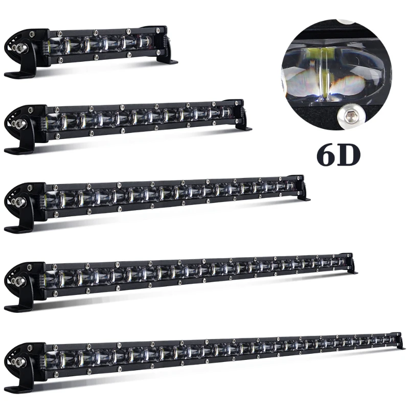 Auto Lighting System 6D Waterproof 12 V Brightest Best 14 38 40 42inch Car Offroad ATV Barra Single Row Slim LED Light Bar Truck