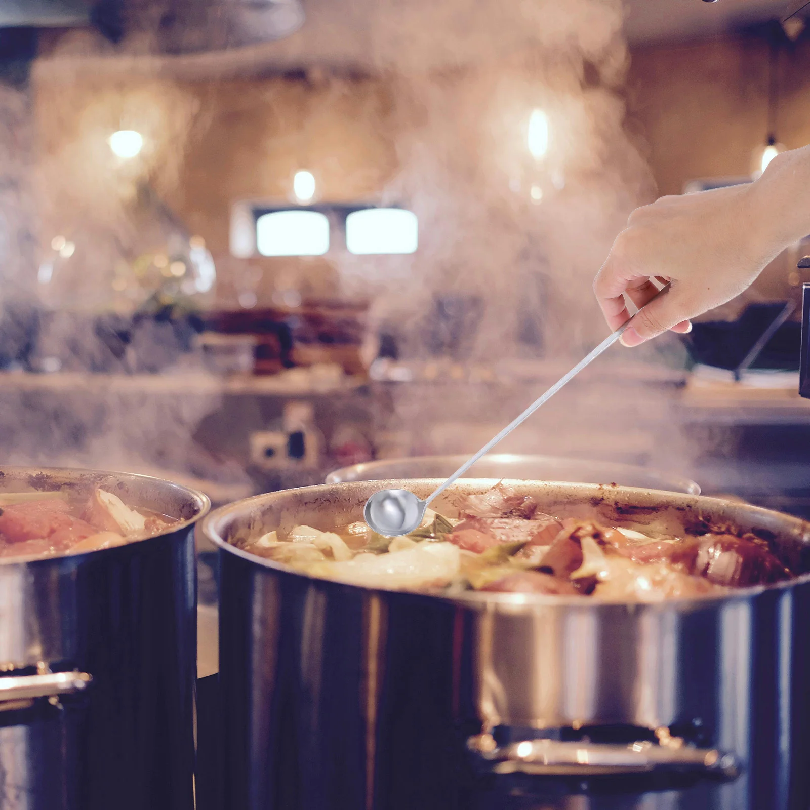 

4 шт. Ложка из нержавеющей стали: широкий ковш для супа, кофе, горячего горшка, сервировочная кухонная утварь, ковш для соуса, соуса для пиццы