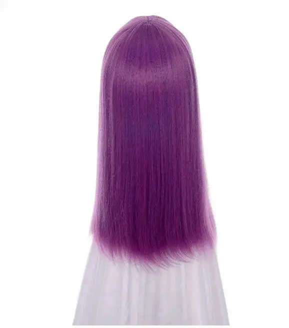 60cm Purple Mix Straight Flat Bangs Synthetic Cosplay Wig Womens Halloween Party Wigs