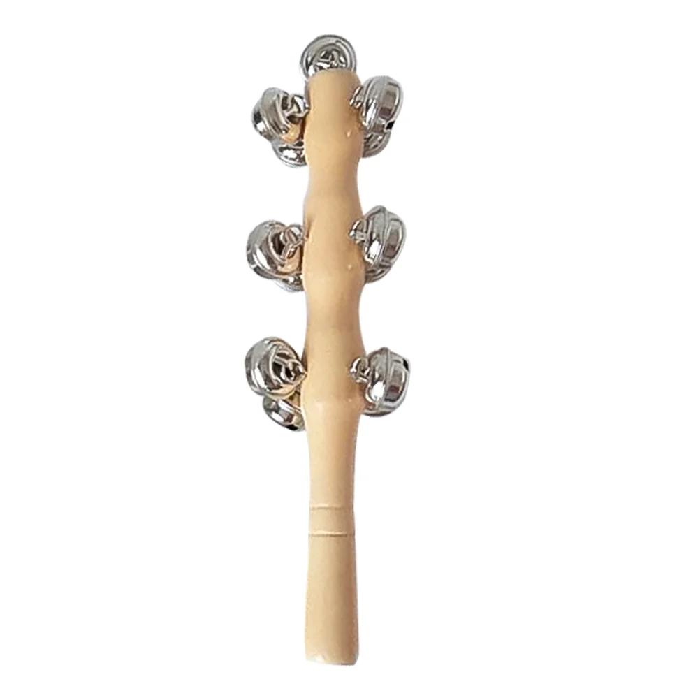 Wooden Primary Color Rattle Girls Toys Hand Jingle Bells for Baby Musical Instrument Kids