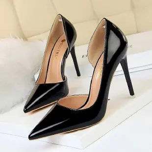 European and American Fashion Women Silver High Heels Shallow Mouth Pointed Side Empty Sexy Nightclub Slim Single Shoes