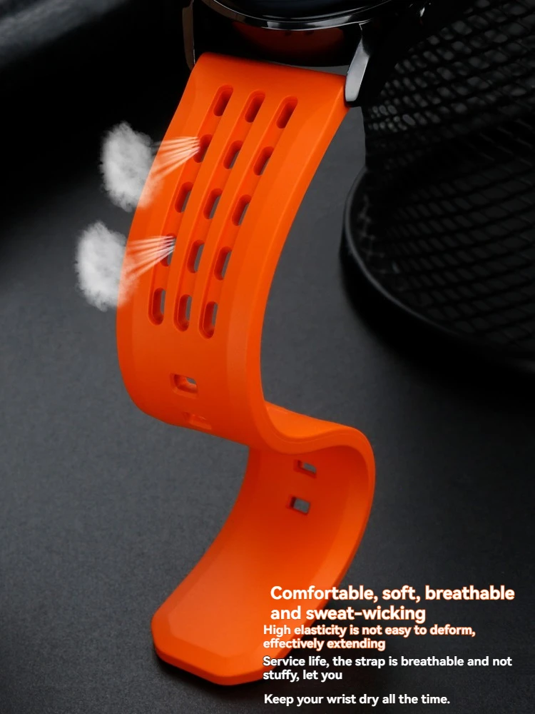 Cinturino per orologio in caucciù fluoro da 20 mm 22 mm per Breitling Avenger/Blackbird/Seawolf |    Materiale FKM durevole |   Barre primaverili a sgancio rapido