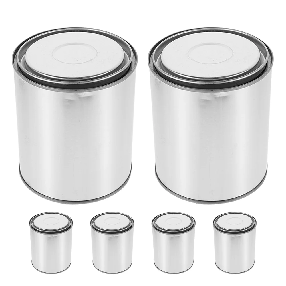 

6 Pcs Asphalt Barrel Pigment Can Tank with Cover Pitch Painting Accessory Sealing Storage Container Iron Empty Cans Holder