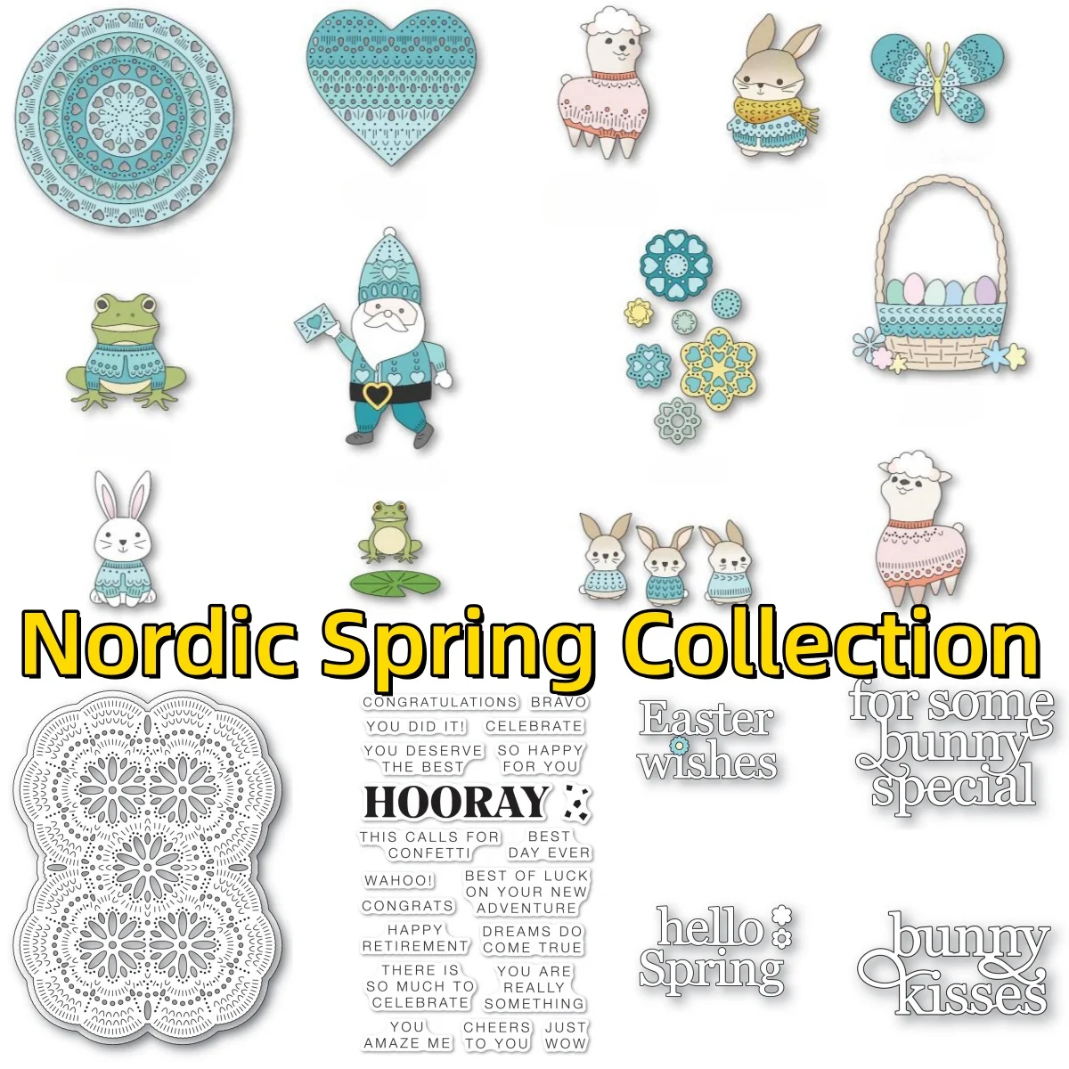 

Nordic Spring Bunny Lamb Butterfly Letter Metal Cutting Dies Clear Stamps DIY Making Card Scrapbook Craft Decoration 2025 Easter