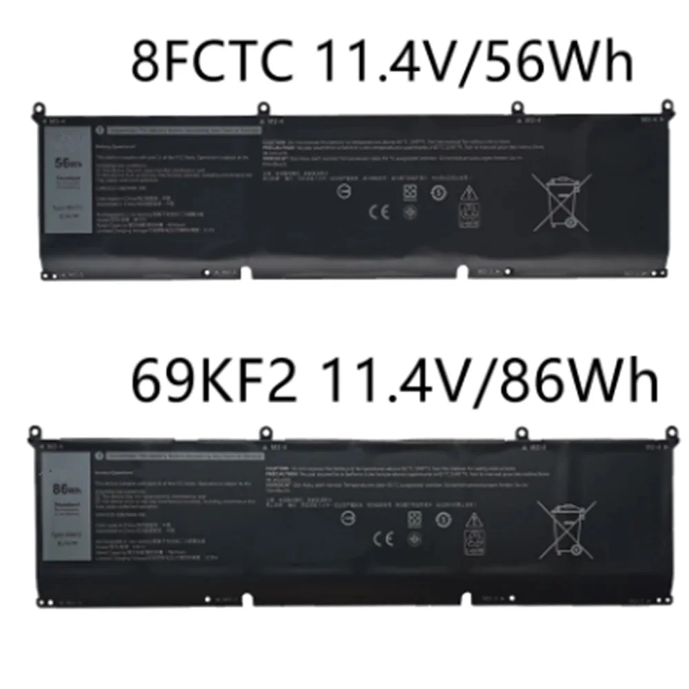 69KF2 86WH 8FCTC 56WH Original Battery For Dell XPS 15 9500 G7 7500 Precision 5550 M15 M17 R3 P100F P45E P91F P87F00 70N2F DVG8M