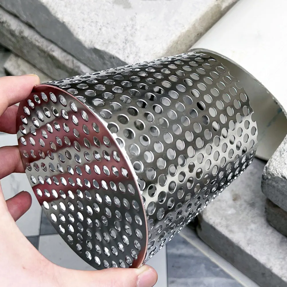 Stainless Steel Gutter Guard Strainer Efficient Hole Design Roof Drain Filter Universal Downspout Cover Outdoor Gutter