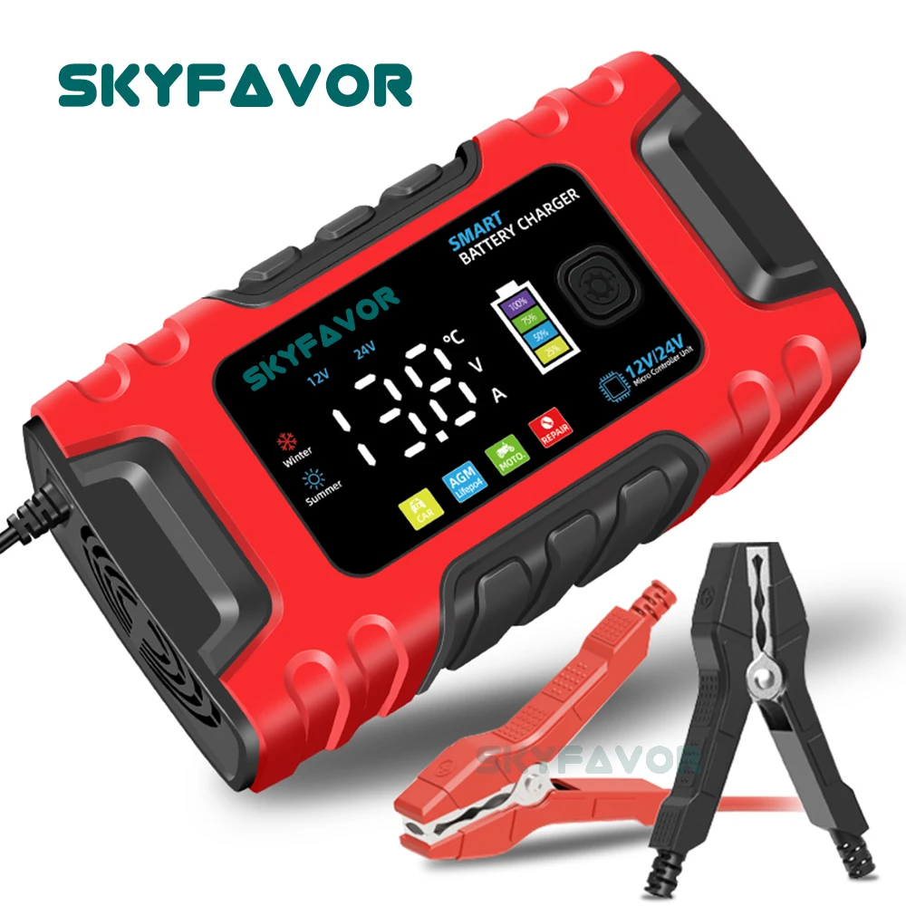 

Smart Automatic 24v 12v Battery Charger 12v 24v 10a Lifepo4 Maintenance Free Deep Cycle Lead Acid Battery Charger for Car Moto