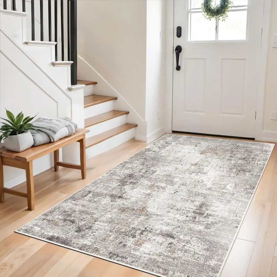 

Washable NonSlip Kitchen Runner Rug with Rubber Backing Modern Abstract Stain Resistant Floor Carpet Runner for Hallway, Entrywa