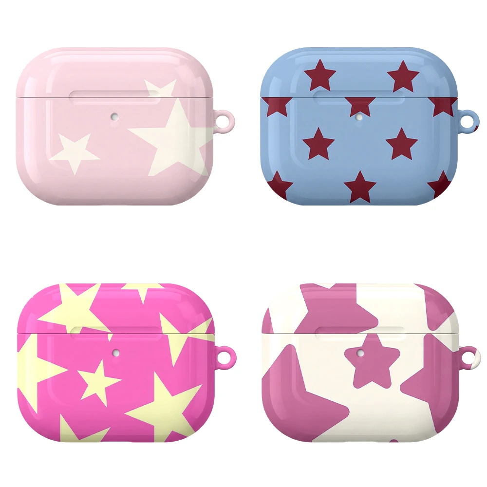 Chic Y2K Aesthetic Star Case Suitable for AirPods4 Pro3 Pro Hard Glossy Protective Case,Holiday Gifts for Friends Family