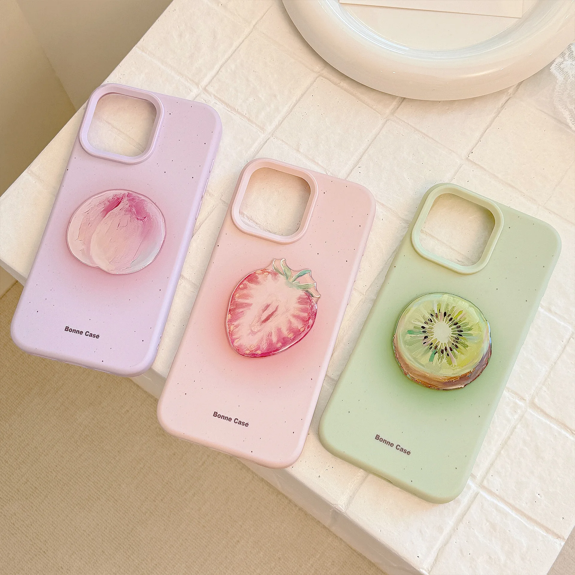 Koreanische 3D Cartoon Obst Muster Telefon Fall Für iPhone 17 16Plus 15 14 13 12 Pro Max Candy Farbe stoßfest Schutzhülle Soft Cover