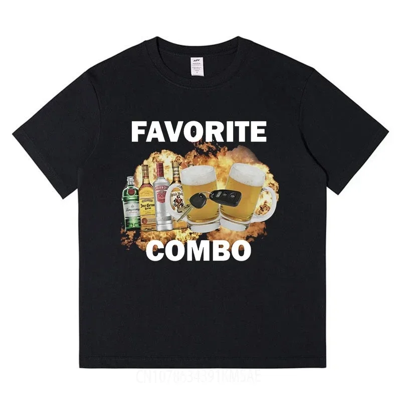 Favorite Combo Funny Meme Graphic T Shirt Men's Fashion Short Sleeve T-shirts Summer  Cotton Oversized Tee Shirt Streetwear