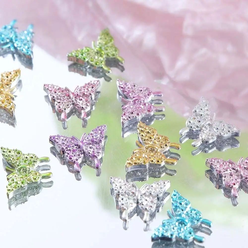 Metal Butterfly Butterfly Nail Decorations Resin Bow Tie Bowknot Nail Rhinestones Shiny 3D Nail Drills DIY Nail Charms